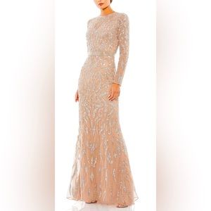 👗 NWT! Mac Duggal Sequin & Bead Long Sleeve Dress